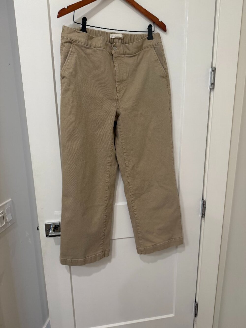 Oak and Fort tan denim wide-legged pants
